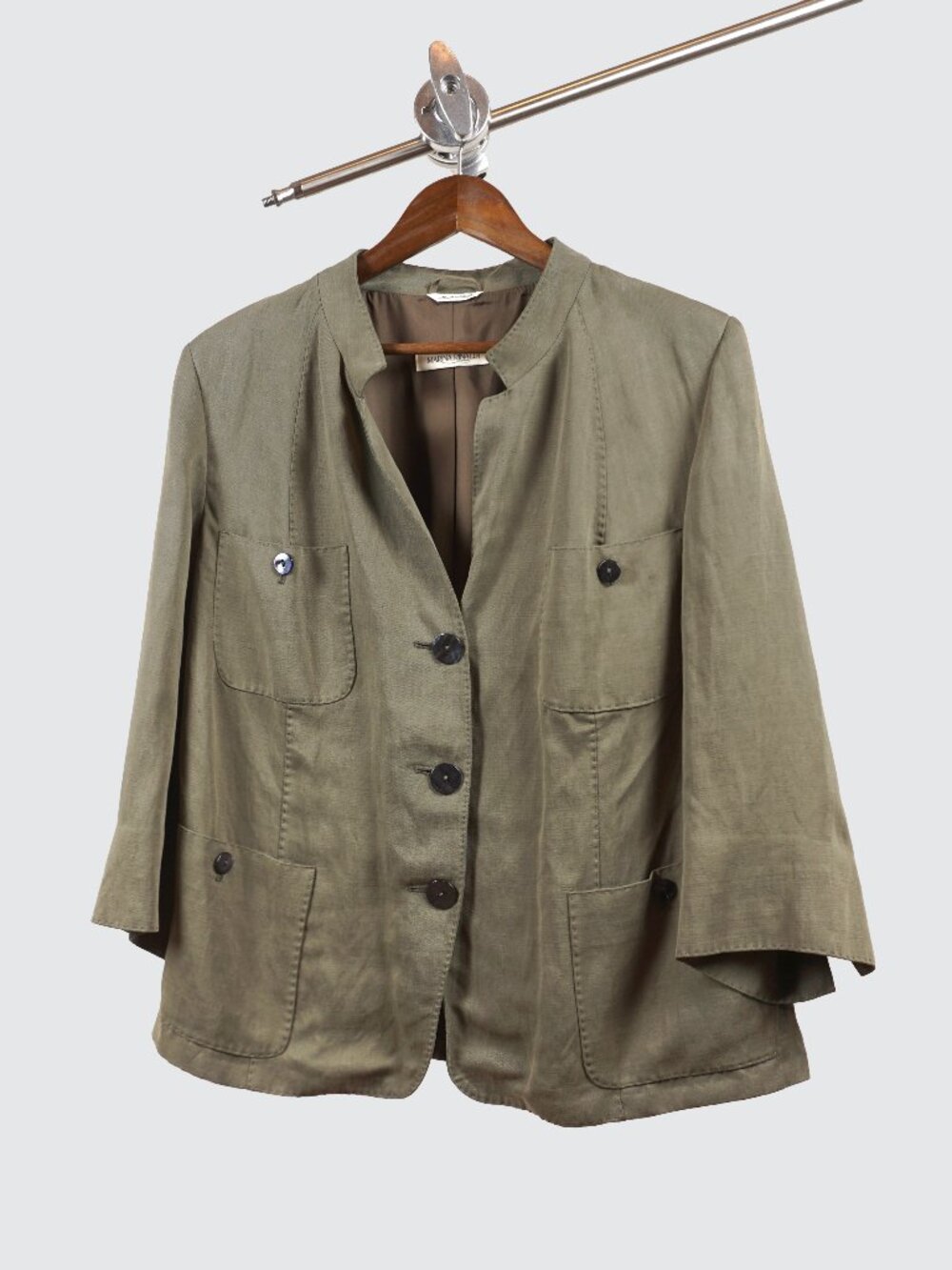 Marina Rinaldi/ Linen Blend Collarless Blazer/ IT54